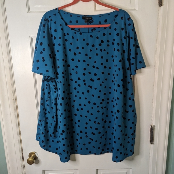 Lane Bryant Tops - Lane Bryant plus polka dot blouse blue size 26